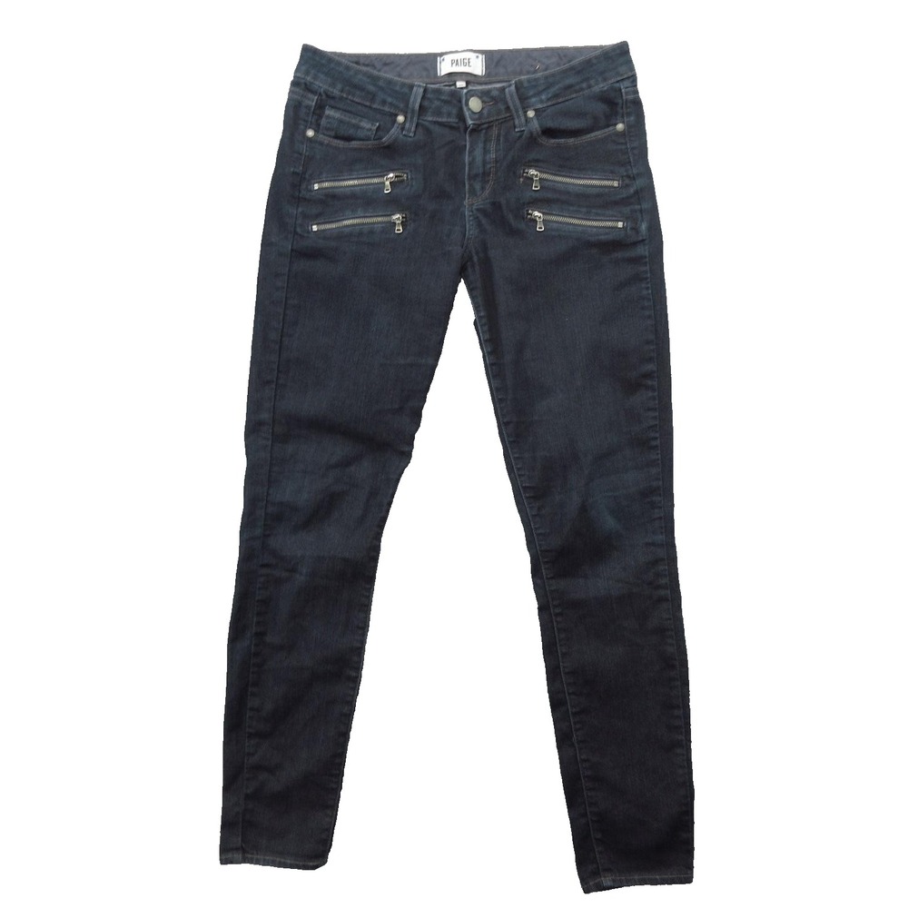 Paige Edgemont Jeans Womens 29 Dark Wash Mid Rise Skinny Zip Moto Denim Pants